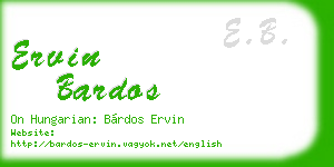 ervin bardos business card